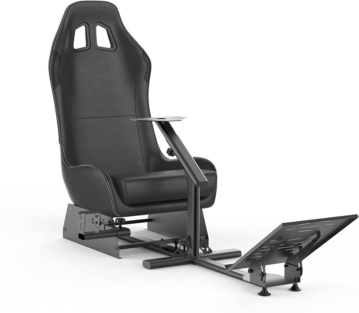 Sim Racing Cockpit with Seat | Compatible with G29 G920 G923 T248X T248 T300RS TX F458 T500RS| Easy to Install Racing Wheel Stand for PS5, Xbox, PC Gaming (Black/Grey)