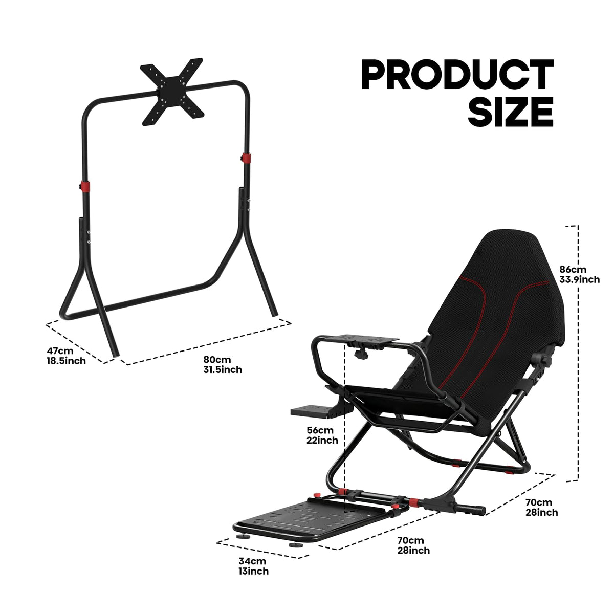 DIWANGUS Foldable Racing Simulator Cockpit with Seat & Monitor Stand