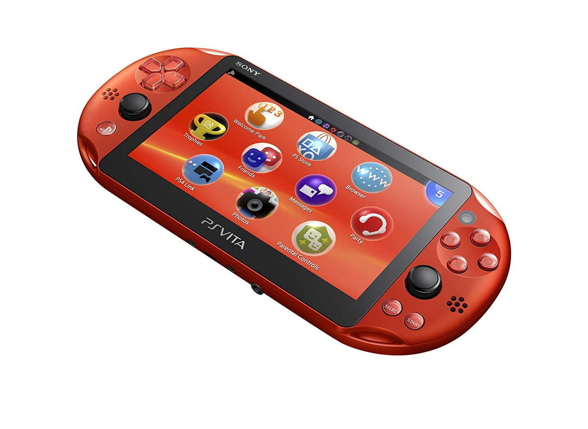 Sony PlayStation Vita Wi-Fi 2000 Series with Silicone Joystick Covers and AC Adapter Cable (Renewed) (Metallic Red)