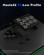 Haute42 Leverless Controller for Arcade Gaming: X1 Low Profile - Three Removable Modules - Extra Large Form Factor - Ambient Backlight - Tournament Lock Switch Controller for PC/PS4/PS3/Switch/Xbox