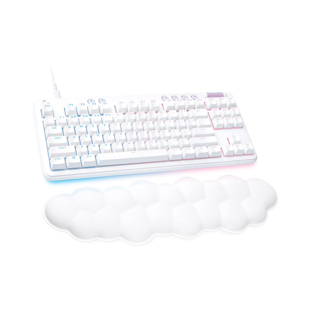 Logitech G715 Wireless Mechanical Gaming Keyboard with LIGHTSYNC RGB, Lightspeed, Tactile Switches (GX Brown), and Keyboard Palm Rest, PC/Mac Compatible - White Mist