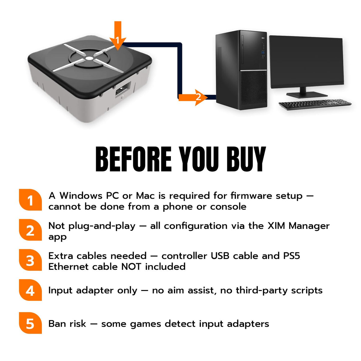 Mcbazel XIM Matrix Multi-Input Adapter Converter for Xbox Series X/S, PS5, Xbox One, PS4, PC | Requires App Setup & Wired Ethernet for PS5 | Not Plug-and-Play
