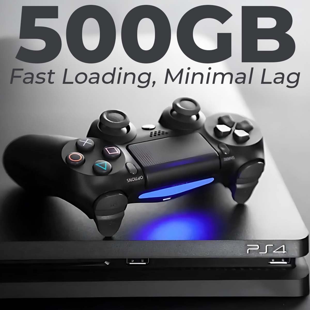 Zeust PlayStation 4 Slim 500GB Console Bundle - Includes the PS4 Slim Console 500GB, 2 Dualshock 4 Wireless Controllers, MicroUSB Charging Cable, HDMI cable, Wired Earbuds and Microfiber Cloth