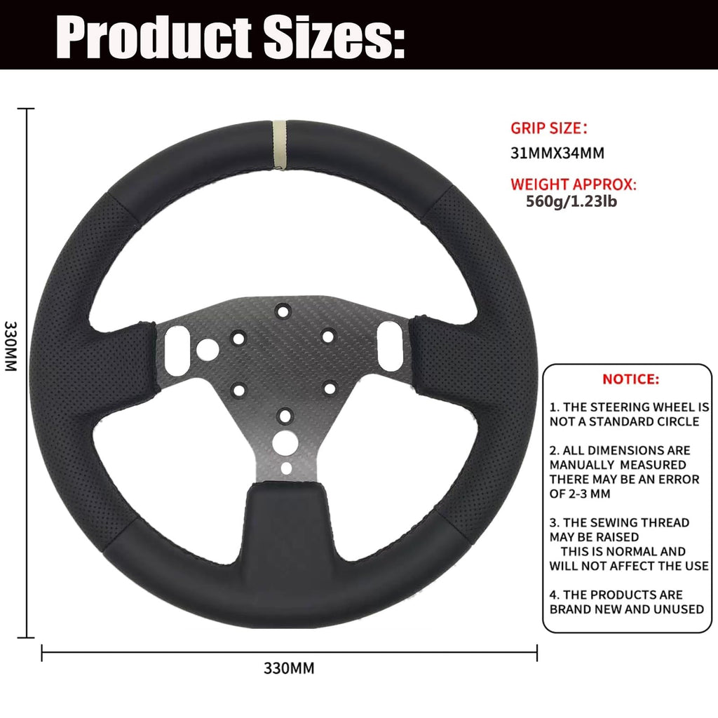 Latest Dual Perforated Leather Grip For Logitech G RS50 System; lightweight Real Carbon Fiber Compatible with Logitech G RS On Xbox Series X/S PS4/PS5 PC Wheel Hub (13 inch-Dual Perforated Leather)