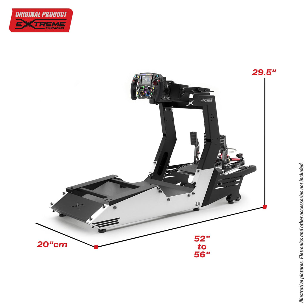 Extreme Simracing Chassis 4.0 – Adjustable Racing Simulator Cockpit | Compatible with Logitech, Thrustmaster, Fanatec, Simagic, Moza, Simucube & Others | Sturdy Steel Frame, Ergonomic Driving Position, Universal Seat Mount (White)