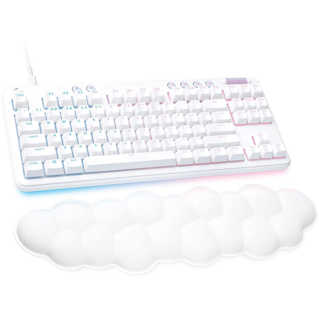 Logitech G715 Wireless Mechanical Gaming Keyboard with LIGHTSYNC RGB, Lightspeed, Tactile Switches (GX Brown), and Keyboard Palm Rest, PC/Mac Compatible - White Mist