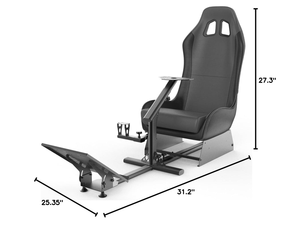 Sim Racing Cockpit with Seat | Compatible with G29 G920 G923 T248X T248 T300RS TX F458 T500RS| Easy to Install Racing Wheel Stand for PS5, Xbox, PC Gaming (Black/Grey)