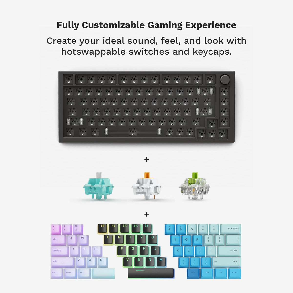 GLORIOUS Gaming GMMK PRO 75% Barebones Black (Frame Only) - Modular Mechanical Gaming Keyboard, TKL Size (75%), 3.3lb Frame, RGB, Fully Customisable, 5-Pin Switch Support
