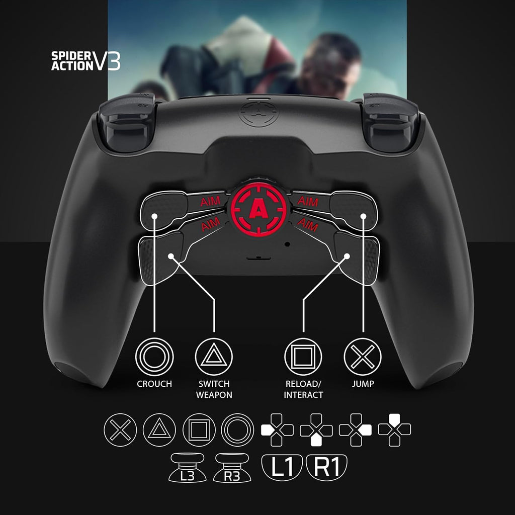 AimControllers Compatible with P-S5 Console & PC | Custommade Wireless Gaming Controller with 4 Back Remappable Paddles | Gaming Accessories Electronics DEXTER