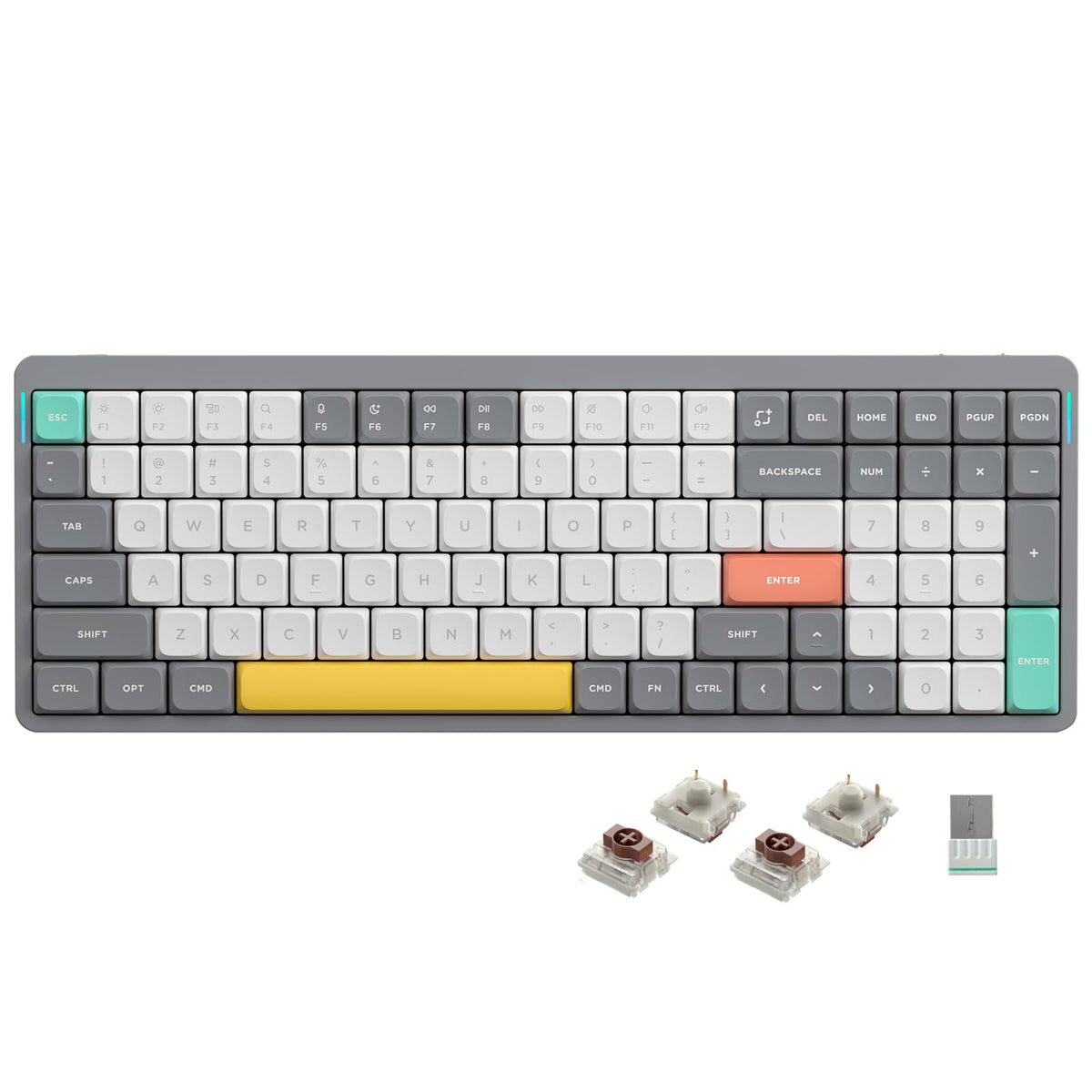 nuphy Air96 V2 Wireless Mechanical Keyboard,100 Keys RGB Backlit Keyboard,Supports Bluetooth 5.1,2.4G and Wired Connection,for PC/Laptop/Windows/Mac -Grey Gateron Aloe Switch