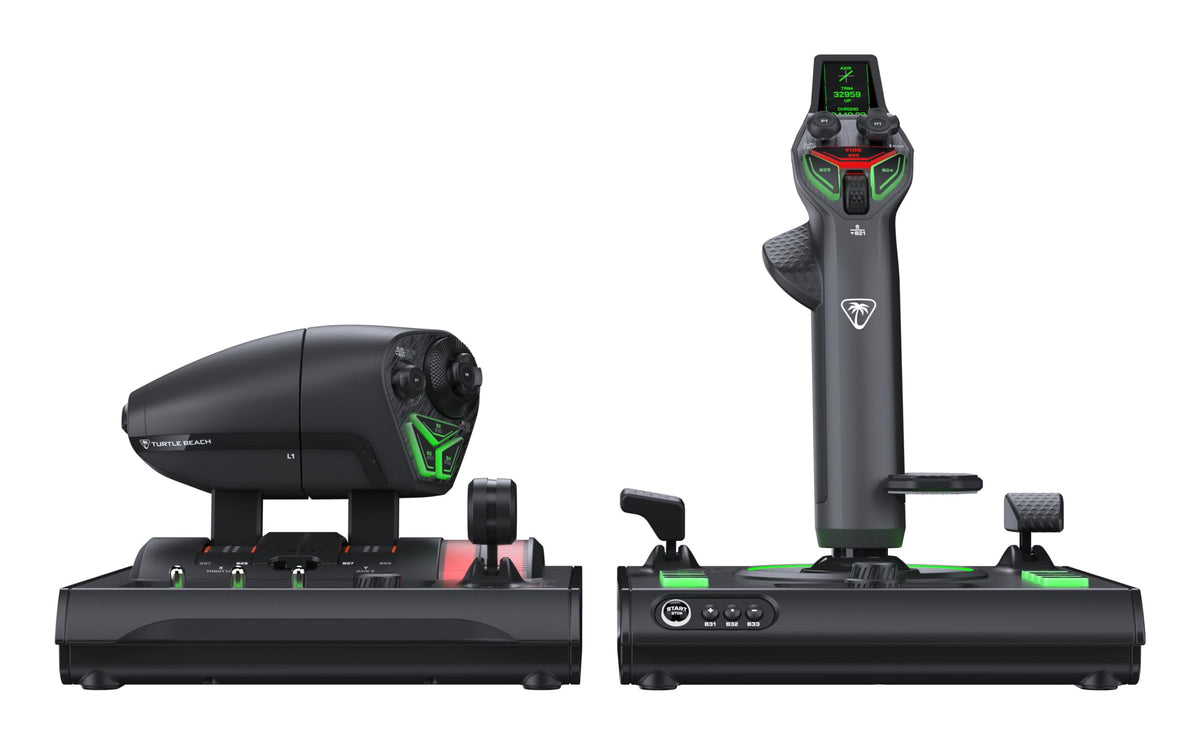 Turtle Beach VelocityOne H.O.T.A.S. Flight Sim Control for PC | Flightstick II & Dual Throttle, 15 Hall Effect Bags, 73 Programmable Inputs, Flight Management Display, RGB Lighting