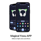 YOWU Cat Ear Headphones 4GS -Wireless Bluetooth Noise Cancelling Headphones, RGB Gaming Headset with Mic & 2.4G USB/Type C Dongle for PC/PS4/PS5/XBOX/Switch