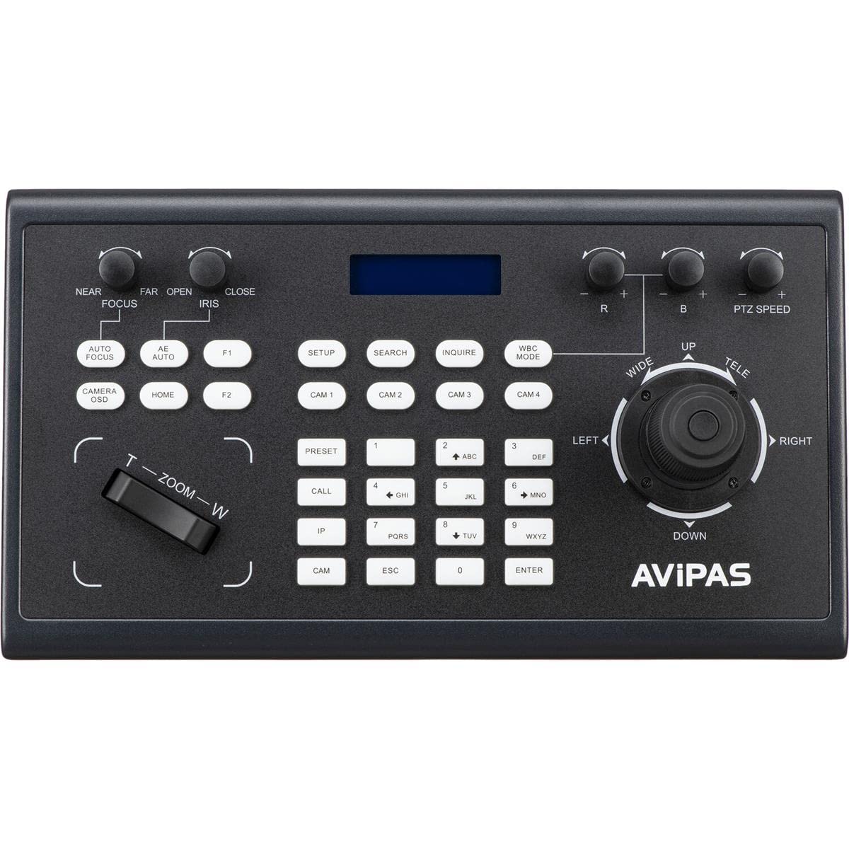 AVIPAS AV-3104IP 4D PTZ Camera Joystick Controller, IP & Serial RS232/RS422, VISCA, ONVIF & Pelco, PoE, LCD Display