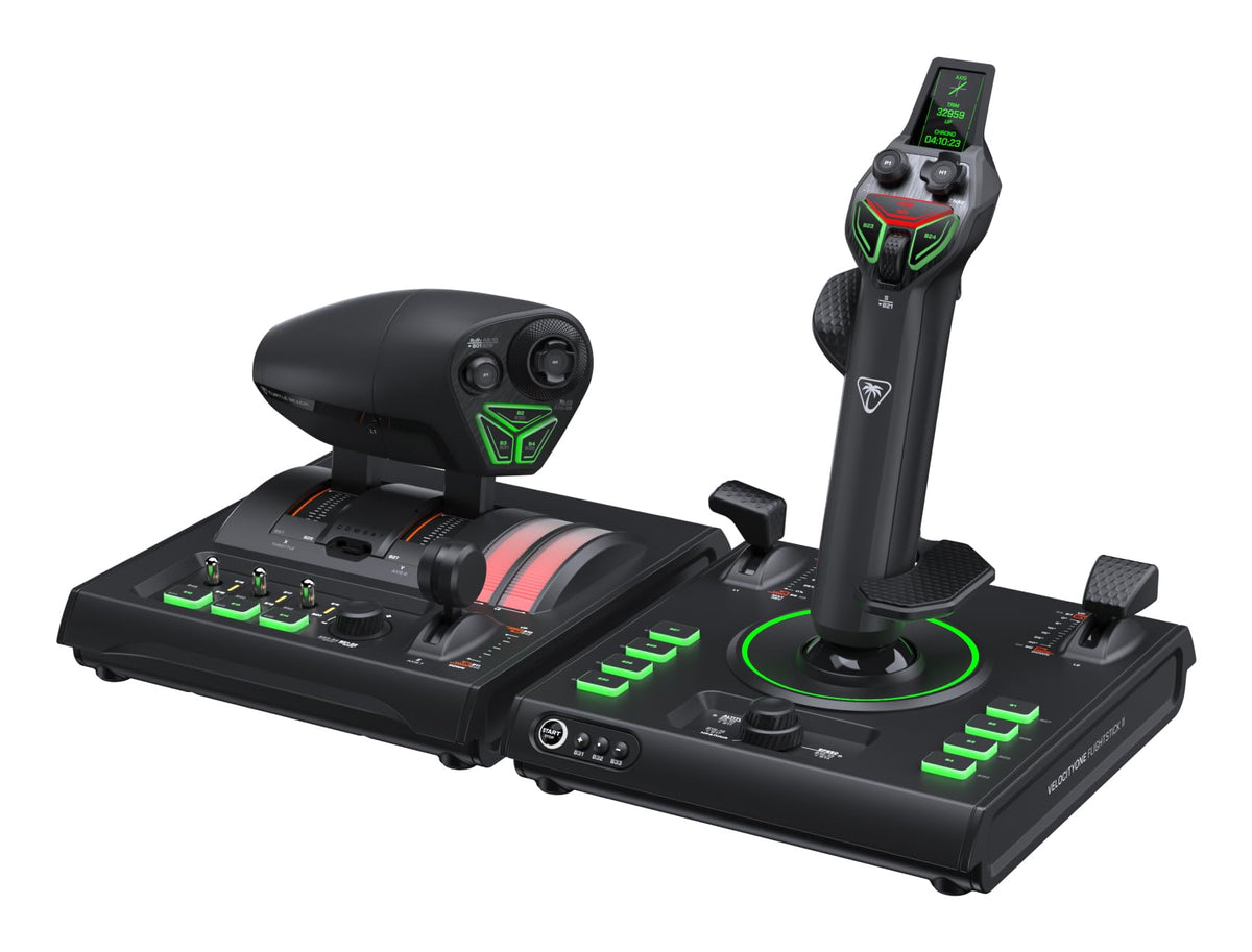 Turtle Beach VelocityOne H.O.T.A.S. Flight Sim Control for PC | Flightstick II & Dual Throttle, 15 Hall Effect Bags, 73 Programmable Inputs, Flight Management Display, RGB Lighting