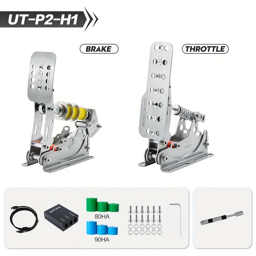 Simjack UT Pedal Sim Racing Pedals 200KG Load Cell Brake Pedal PC Racing Simulator Pedals Pressure Sensor HE Hydraulic System (UT-P3-H3-DB)
