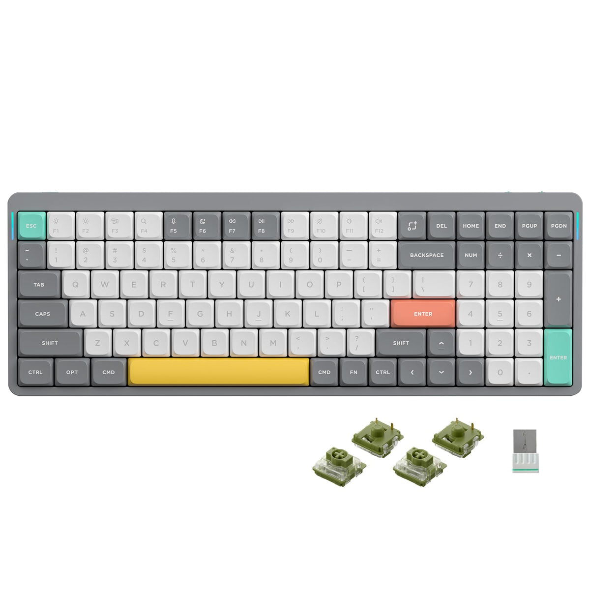 nuphy Air96 V2 Wireless Mechanical Keyboard,100 Keys RGB Backlit Keyboard,Supports Bluetooth 5.1,2.4G and Wired Connection,for PC/Laptop/Windows/Mac -Grey Gateron Aloe Switch