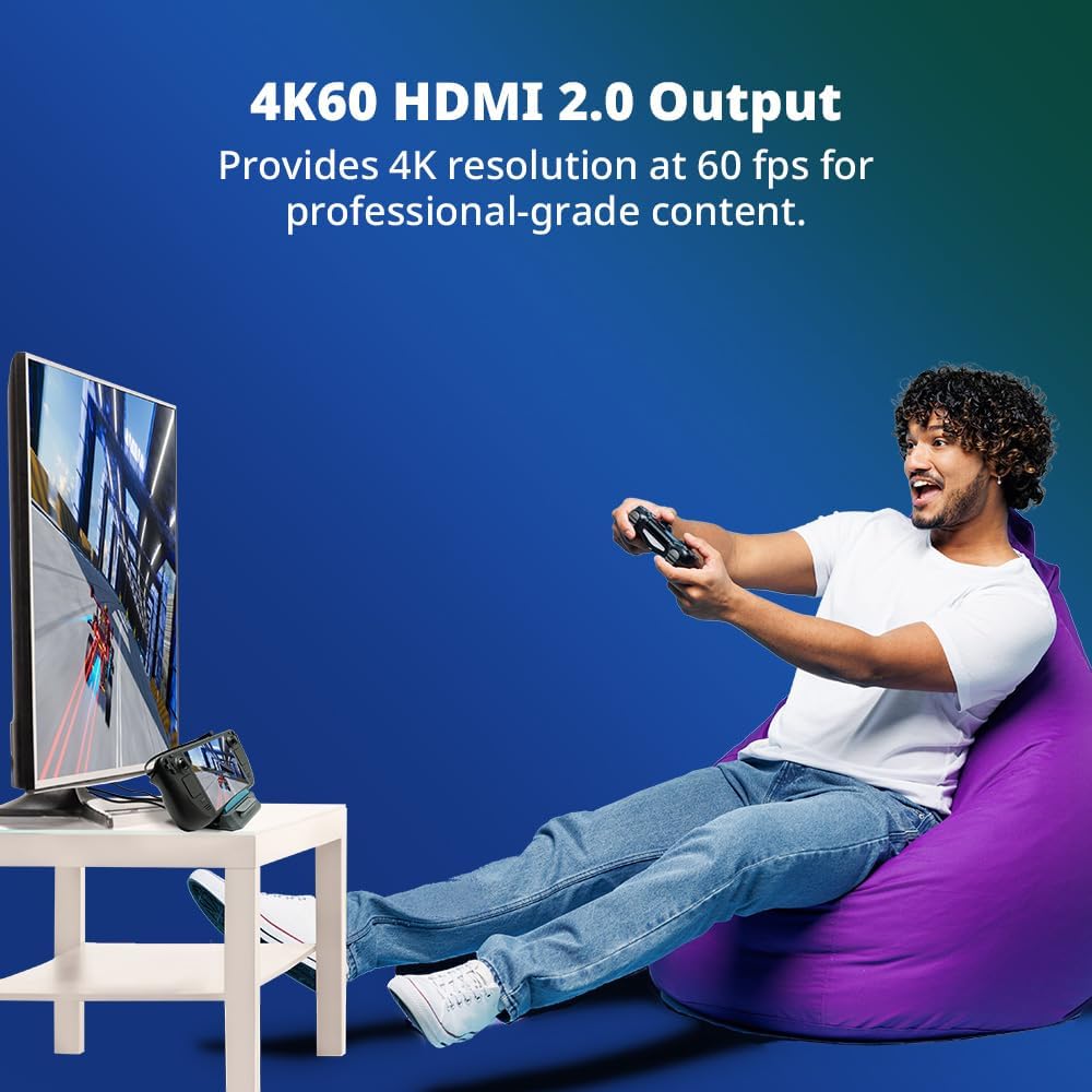 AVerMedia Steam Deck Dock with HDMI 4K@60Hz, USB C Charging, Screen Mirroring, Video Capture for Switch, Steam Deck, ROG Ally, Legion Go, MSI Claw, iPhone, iPad - X'TRA GO GC515