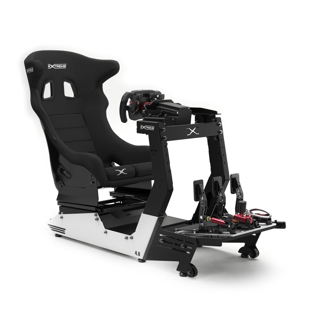 Extreme Simracing Chassis 4.0 – Adjustable Racing Simulator Cockpit | Compatible with Logitech, Thrustmaster, Fanatec, Simagic, Moza, Simucube & Others | Sturdy Steel Frame, Ergonomic Driving Position, Universal Seat Mount (White)