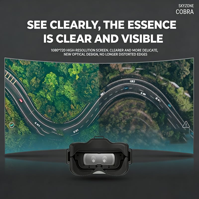 SKYZONE Cobra X V4 FPV Goggles Have a Stunning Miniature OLED Screen, immersive Flight Experience, high-Definition Video Transmission, Adjustable Diopter, Drone Goggles Have Real Scenes