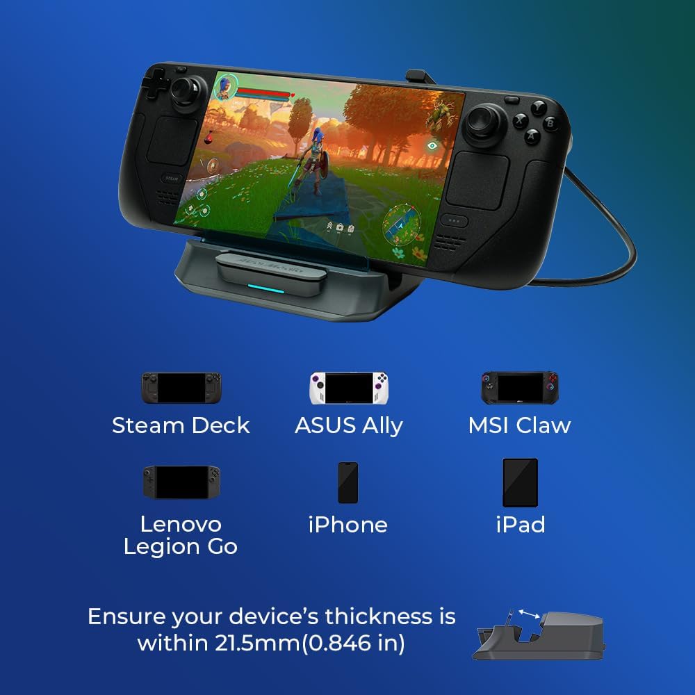 AVerMedia Steam Deck Dock with HDMI 4K@60Hz, USB C Charging, Screen Mirroring, Video Capture for Switch, Steam Deck, ROG Ally, Legion Go, MSI Claw, iPhone, iPad - X'TRA GO GC515