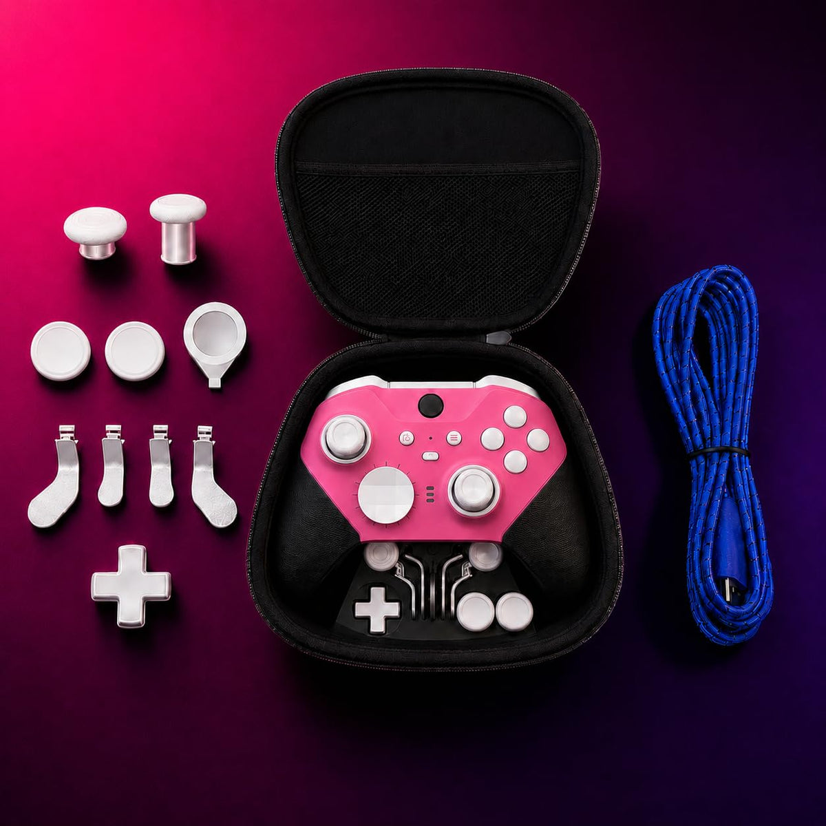 BIXIONGGOUGOU DIY Customized Elite Series 2 Controller Compatible with Xbox Elite Series 2 Controller, Wireless Gaming Controller Compatible for Xbox Series S/X, Xbox One - Candy Pink