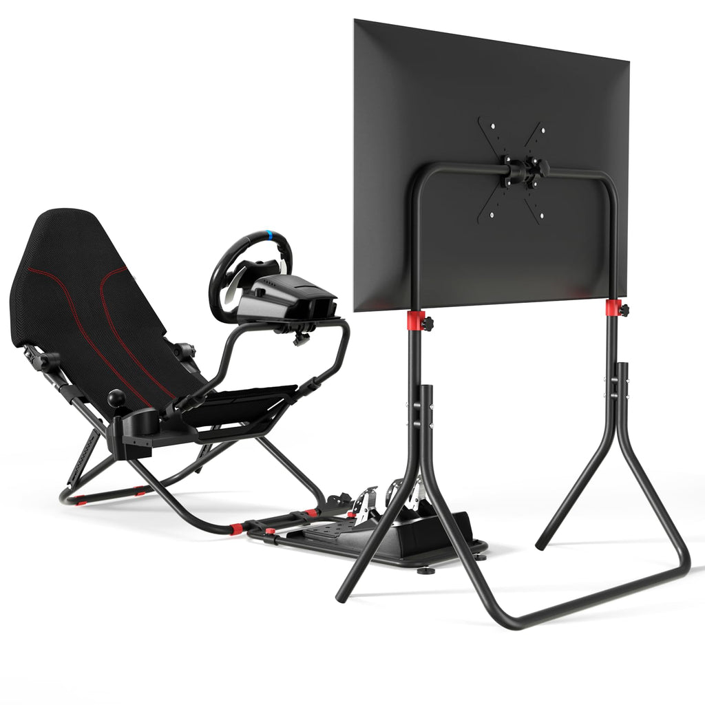 DIWANGUS Foldable Racing Simulator Cockpit with Seat & Monitor Stand