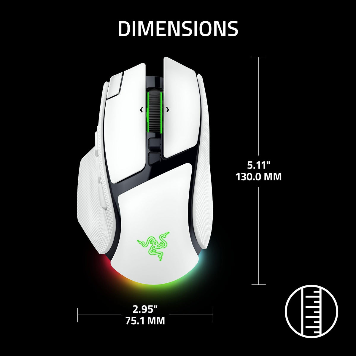 Razer Basilisk V4 Pro Wireless Gaming Mouse, 200 Hr Battery Life, White