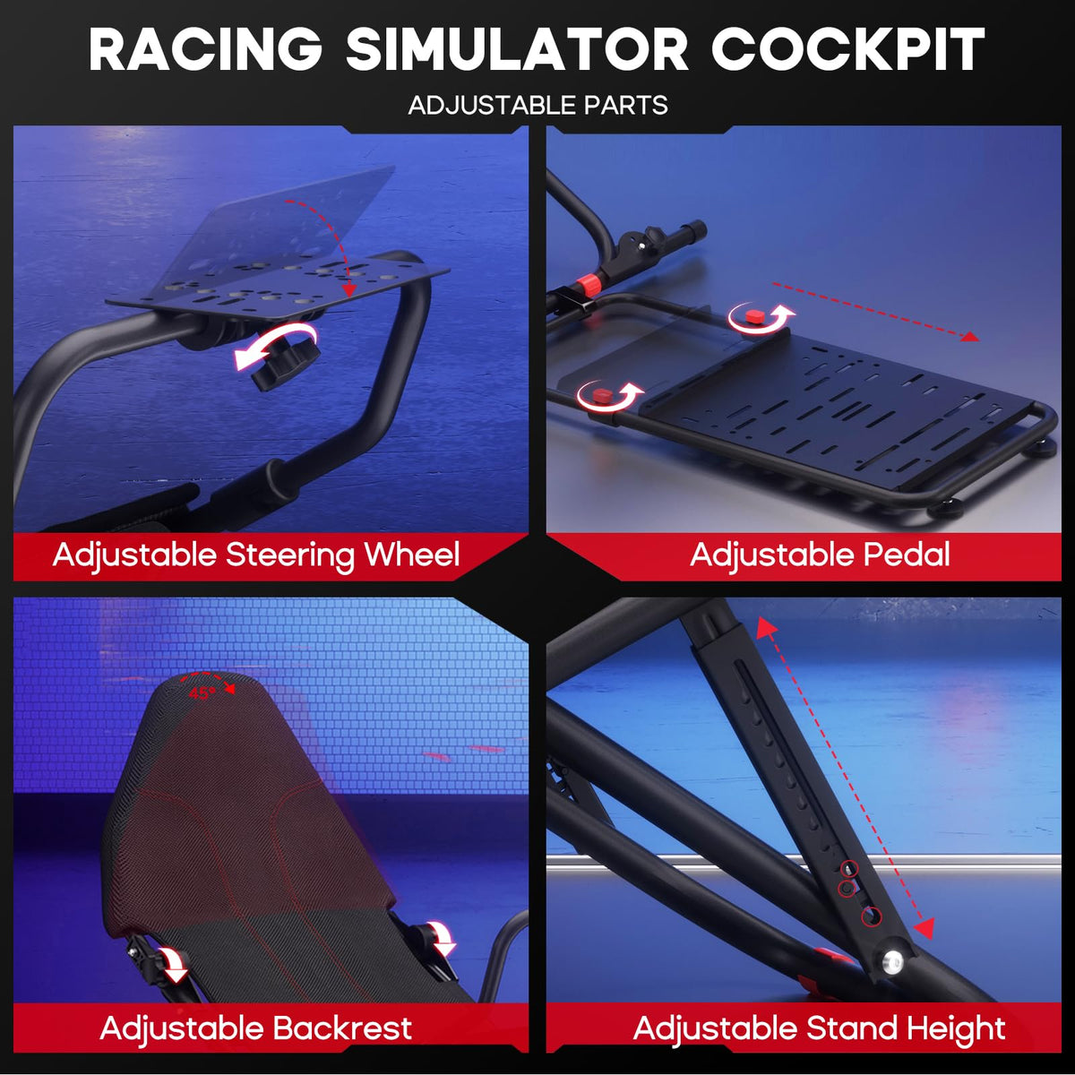 DIWANGUS Foldable Racing Simulator Cockpit with Seat & Monitor Stand