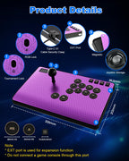 Leverless Controller Arcade Stick: Magnetic Arcade Stick CAS with RGB ,Premium Aluminum Haute42 CAS Fightstick for PC/PS3/PS4/Switch Game with Lock Button Support Hot Swap & SOCD (Purple)