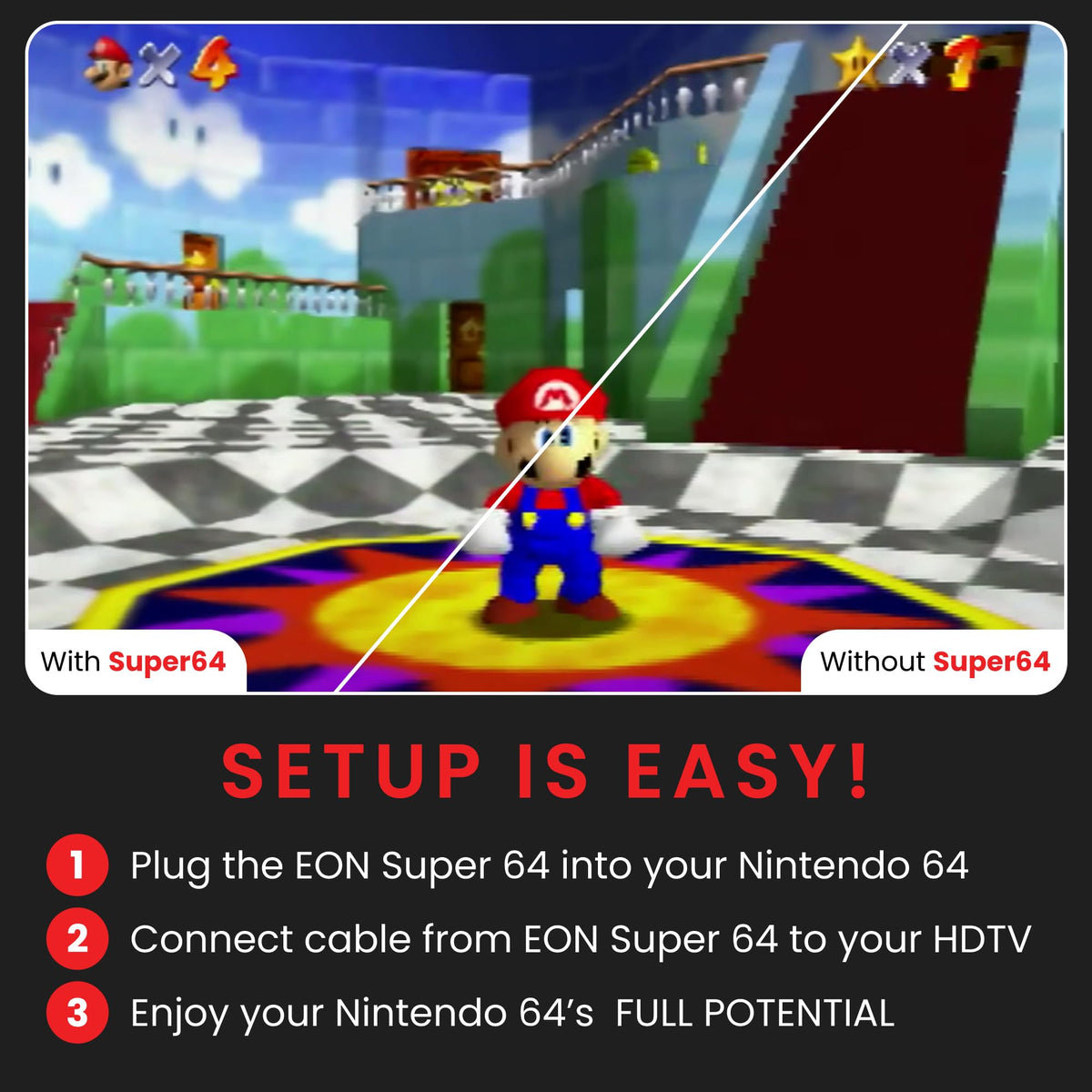 Super 64 | HD Adapter for N64 Console | HDMI Converter for Nintendo 64 HDTV