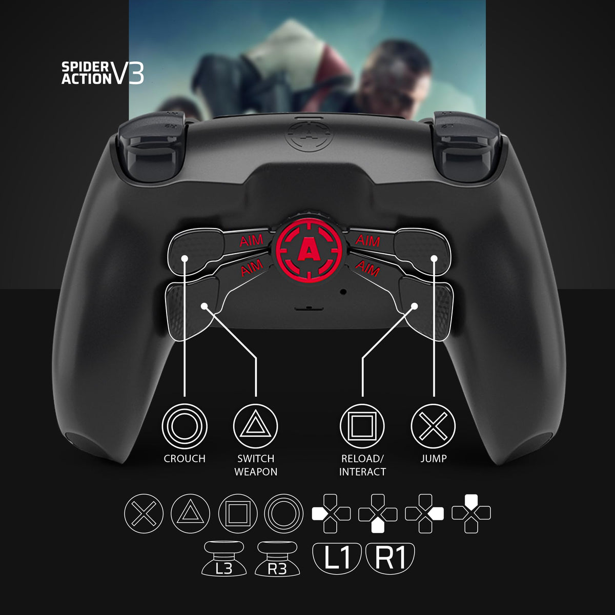 AimControllers Custom PRO Controller compatible with PS 5 Console & PC | Custommade Wireless Gaming Controller with 4 Back Remappable Paddles | Gaming Accessories Electronics (Red Storm)
