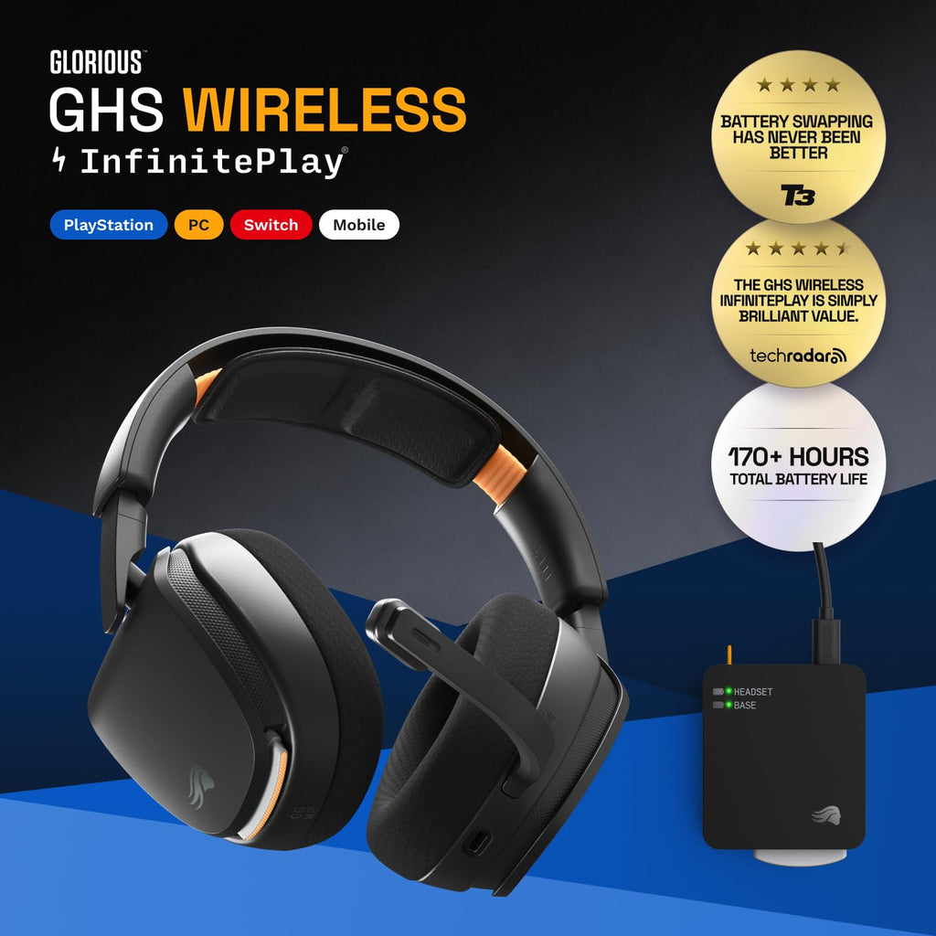 GLORIOUS GHS Wireless InfinitePlay - Gaming Headset - PC, PS5, PS4 - Black