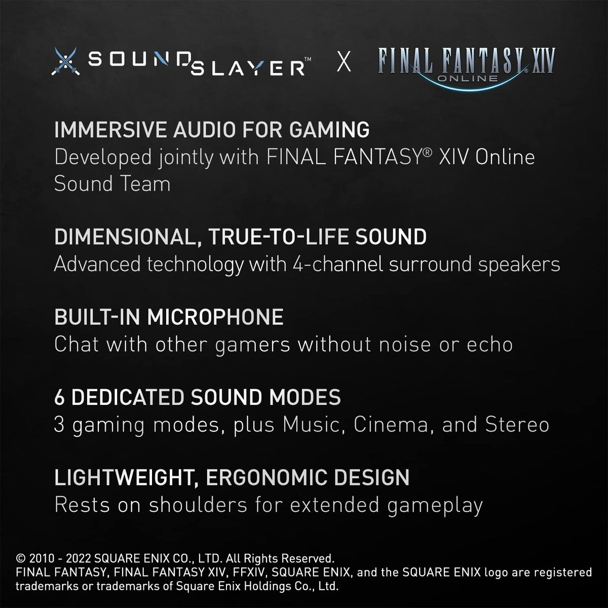 Panasonic SoundSlayer Final Fantasy XIV Online Edition Wearable Gaming Speaker, Lightweight Wired Neck Speaker with Built-in Microphone and Dimensional Sound - SC-GN01PPFF (Black)