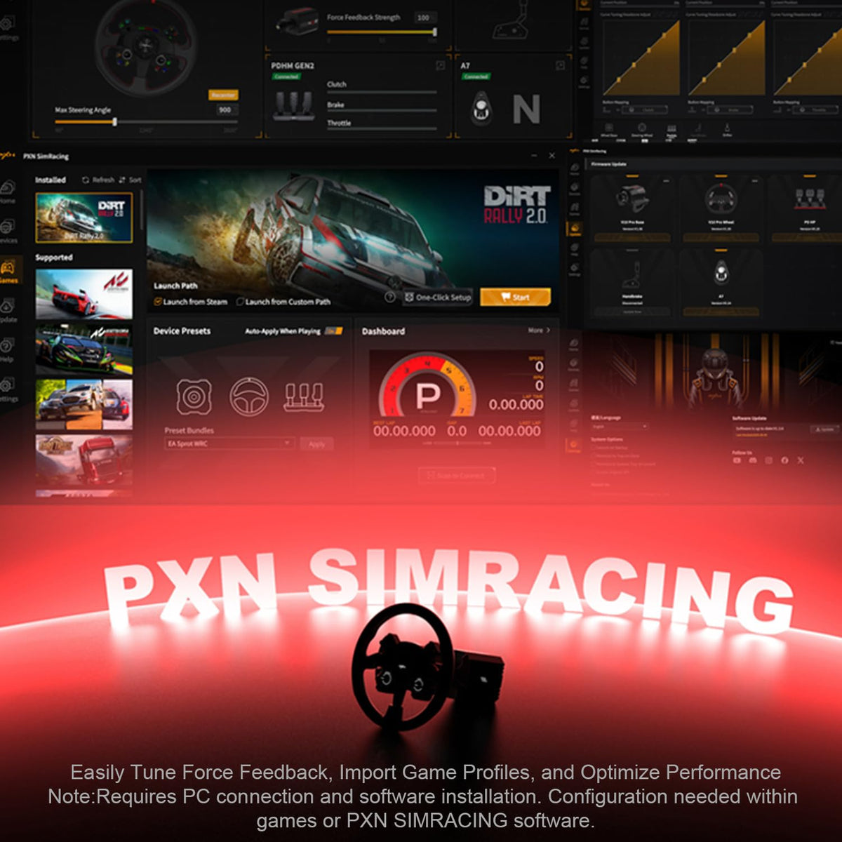 PXN W CS R2 13-Inch PC Sim Racing Steering Wheel