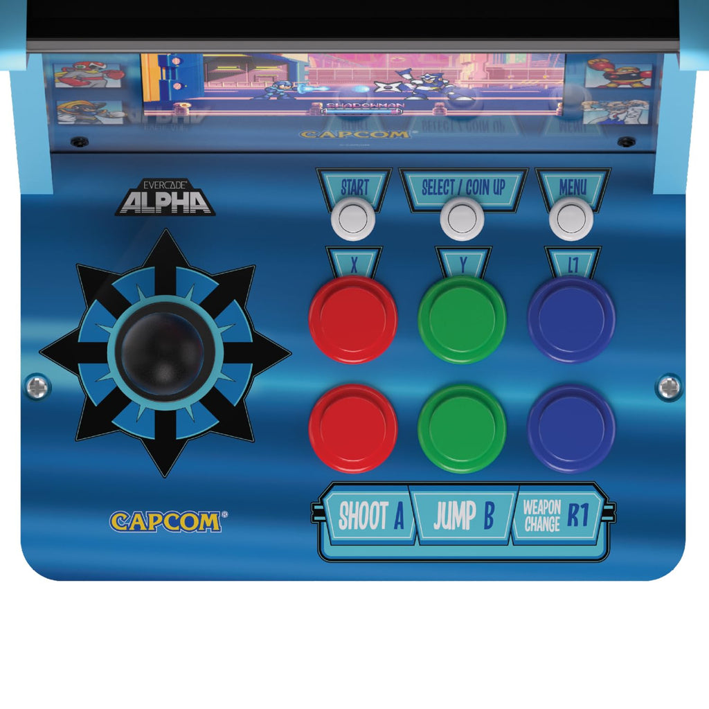 Evercade Alpha Mega Man Bartop Arcade - Pre-assembled unit with Competition-Grade Arcade Controls + 8” High-Resolution IPS Screen