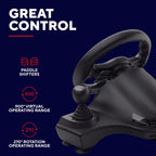 Trust GXT 289 Movi Gaming Steering Wheel PC, Xbox Series X/S, PS4, Nintendo Switch, Racing Wheel with Pedals, Shift Paddles, Vibration Feedback, Sim Racing Farming Simulator / F1 / Gran Turismo