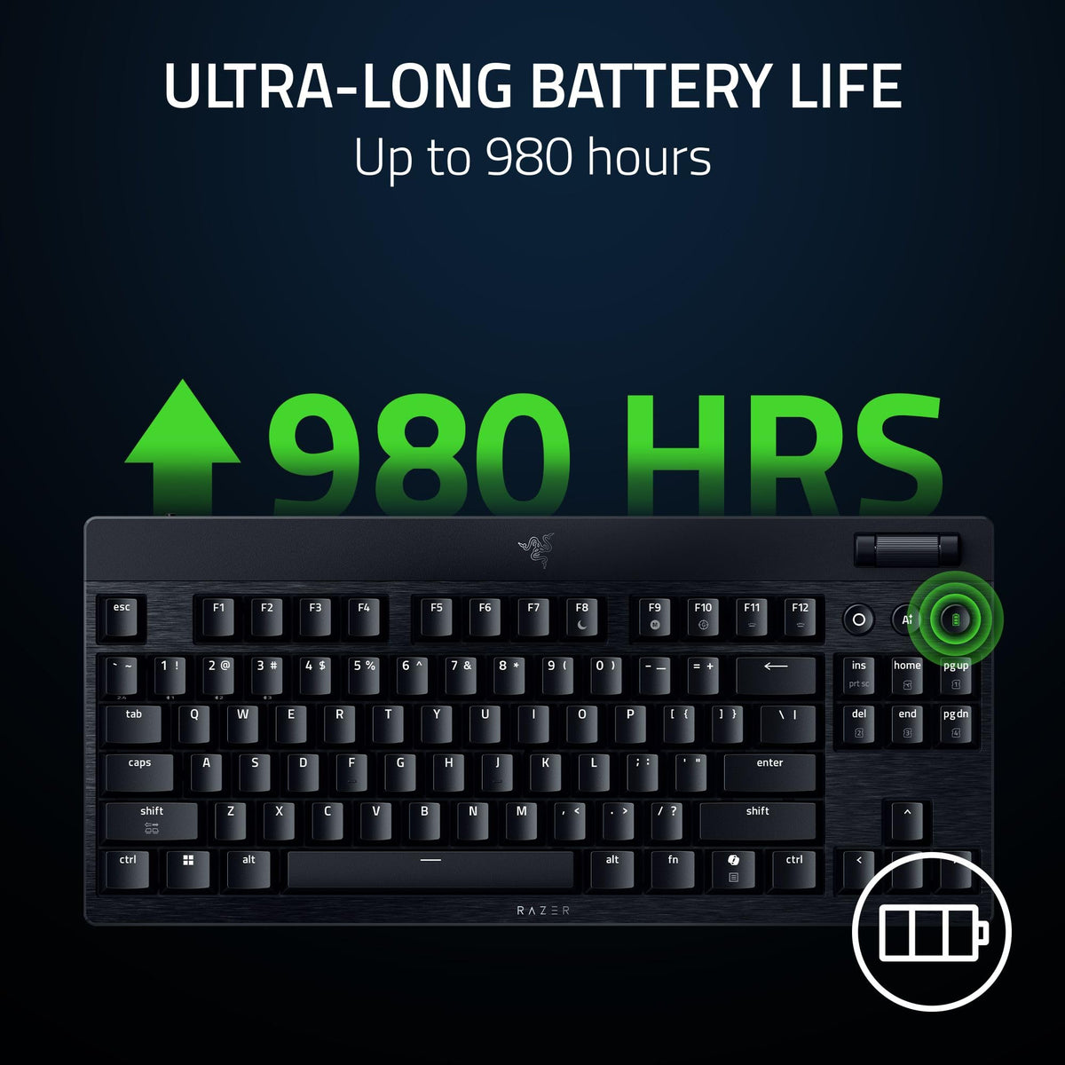 Razer BlackWidow V4 Low Profile TKL HyperSpeed Wireless Gaming Keyboard: Yellow Mechanical Switches - 2.4GHz Wireless & Bluetooth - Multi-Function Roller - 3 Control Buttons - Long Battery Life