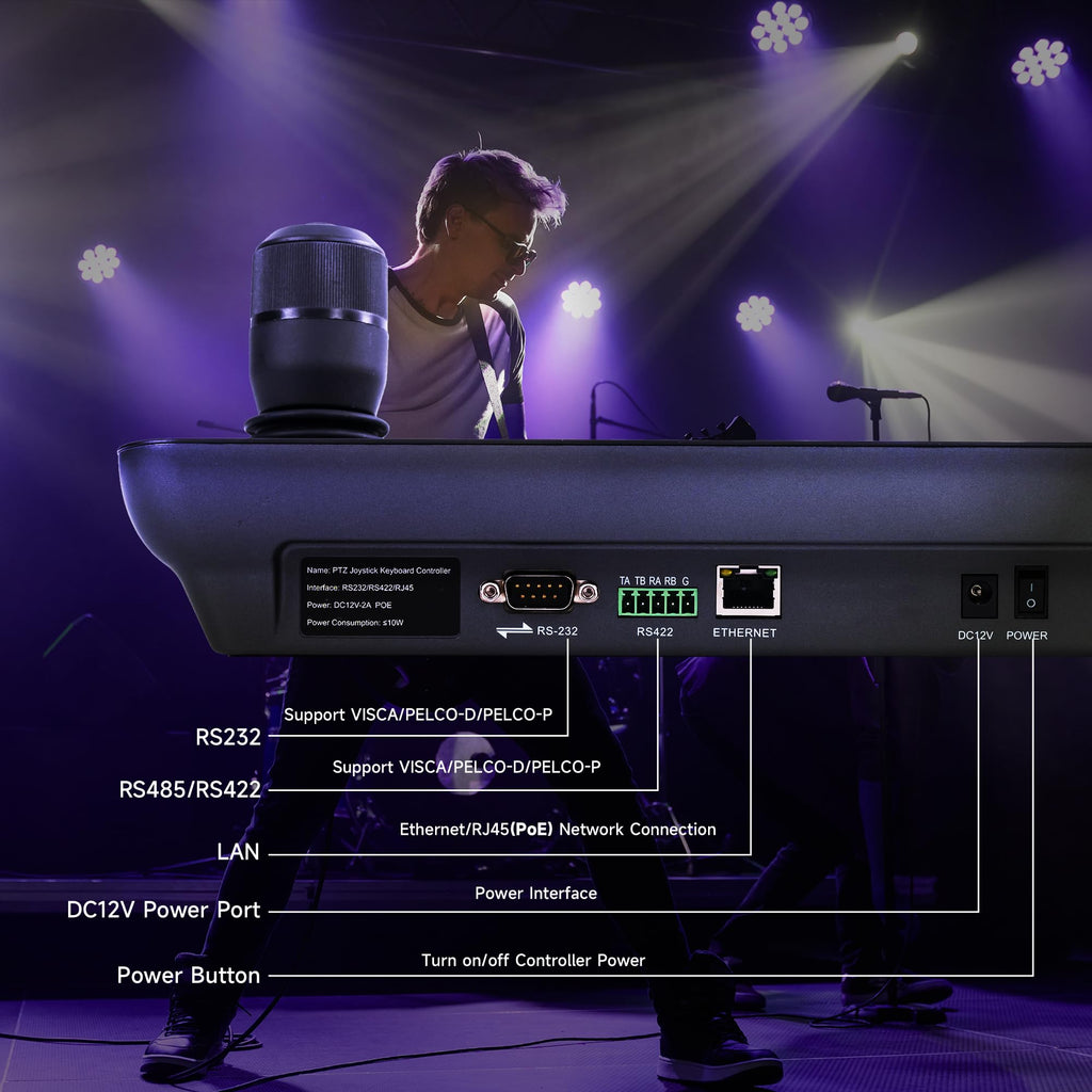 Tenveo NDI PTZ Camera Joystick Controller, 7’’ LCD Quad-Screen Real-time Preview, 4D Joystick Controller, NDI License Included, Support NDI PoE VISCA Pelco-D/P For Church Worship Live Event Streaming