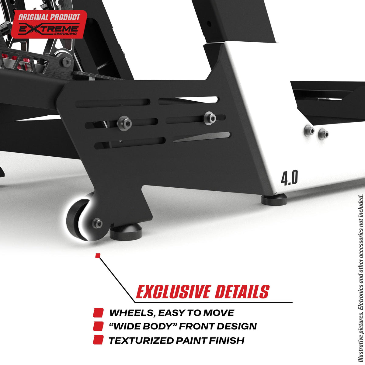 Extreme Simracing Chassis 4.0 – Adjustable Racing Simulator Cockpit | Compatible with Logitech, Thrustmaster, Fanatec, Simagic, Moza, Simucube & Others | Sturdy Steel Frame, Ergonomic Driving Position, Universal Seat Mount (White)
