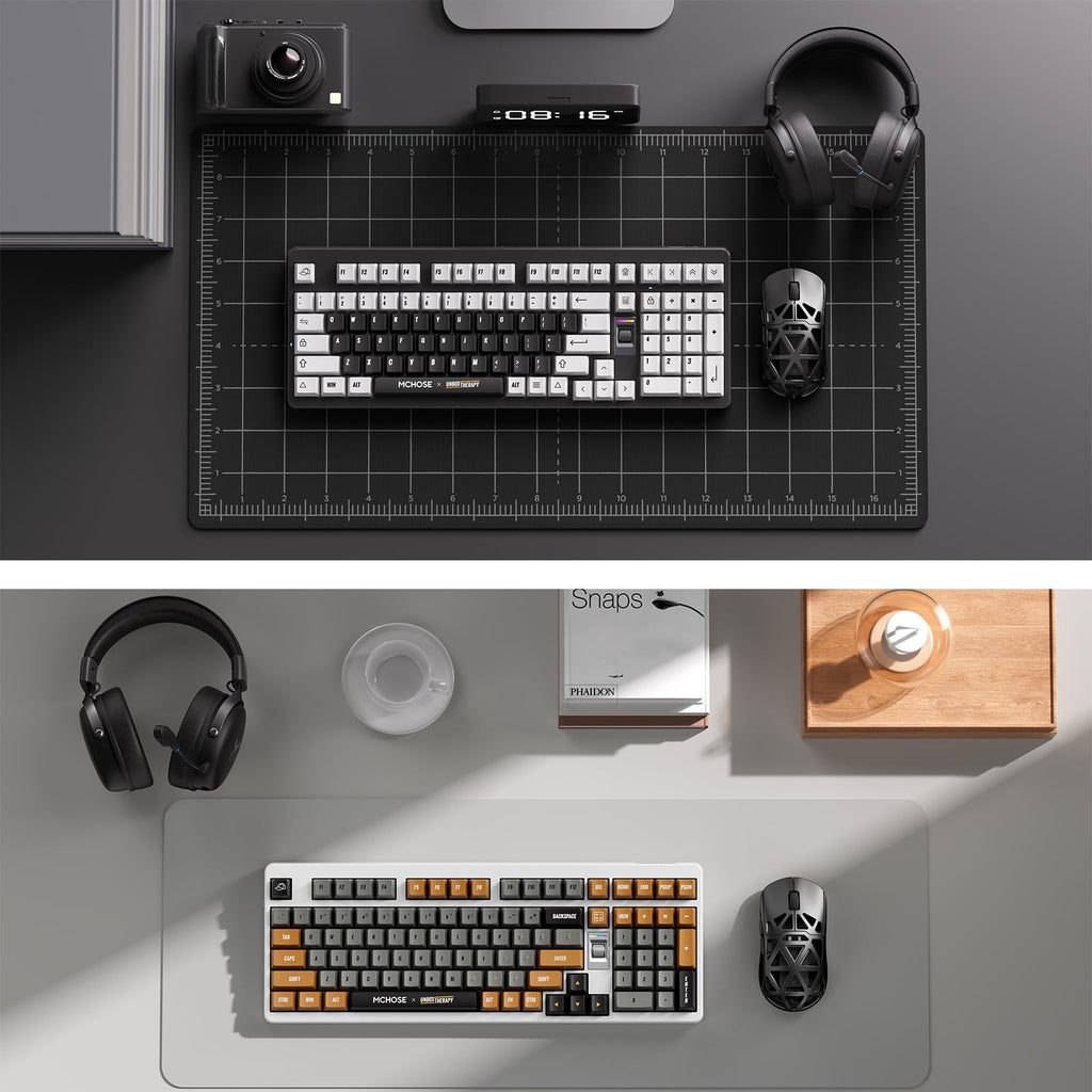 MCHOSE UT98 Wireless Mechanical Keyboard Compact Silent Gaming Keyboard with Knob Tri-Mode Connection Hot Swappable Custom Creamy Keyboard Gasket Structure Pre-lubed Linear Switches RGB Classic Silent