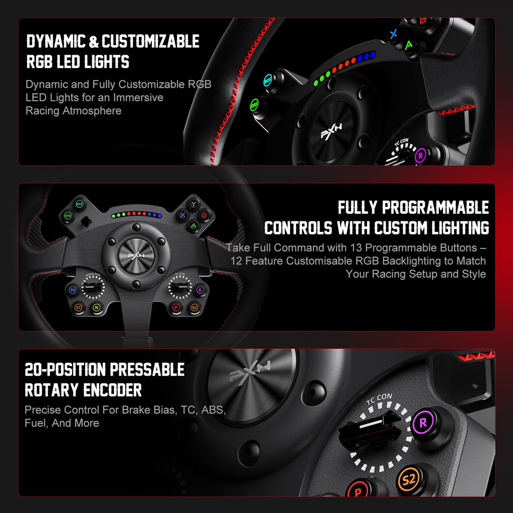 PXN W CS R2 13-Inch PC Sim Racing Steering Wheel