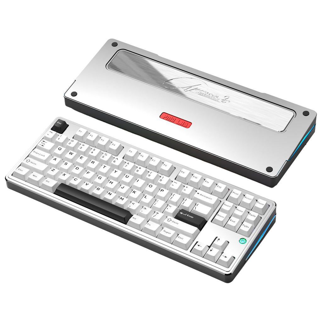 PMOKEY Aurora 80 CNC Full Aluminum Wireless Mechanical Keyboard with VIA/QMK, 8000mah Battery, Arctic Tactile Switch, Tri-Mode Gaming Keyboard Hot Swappable RGB Backlit for Windows/Mac/PC (Ultra Blue)