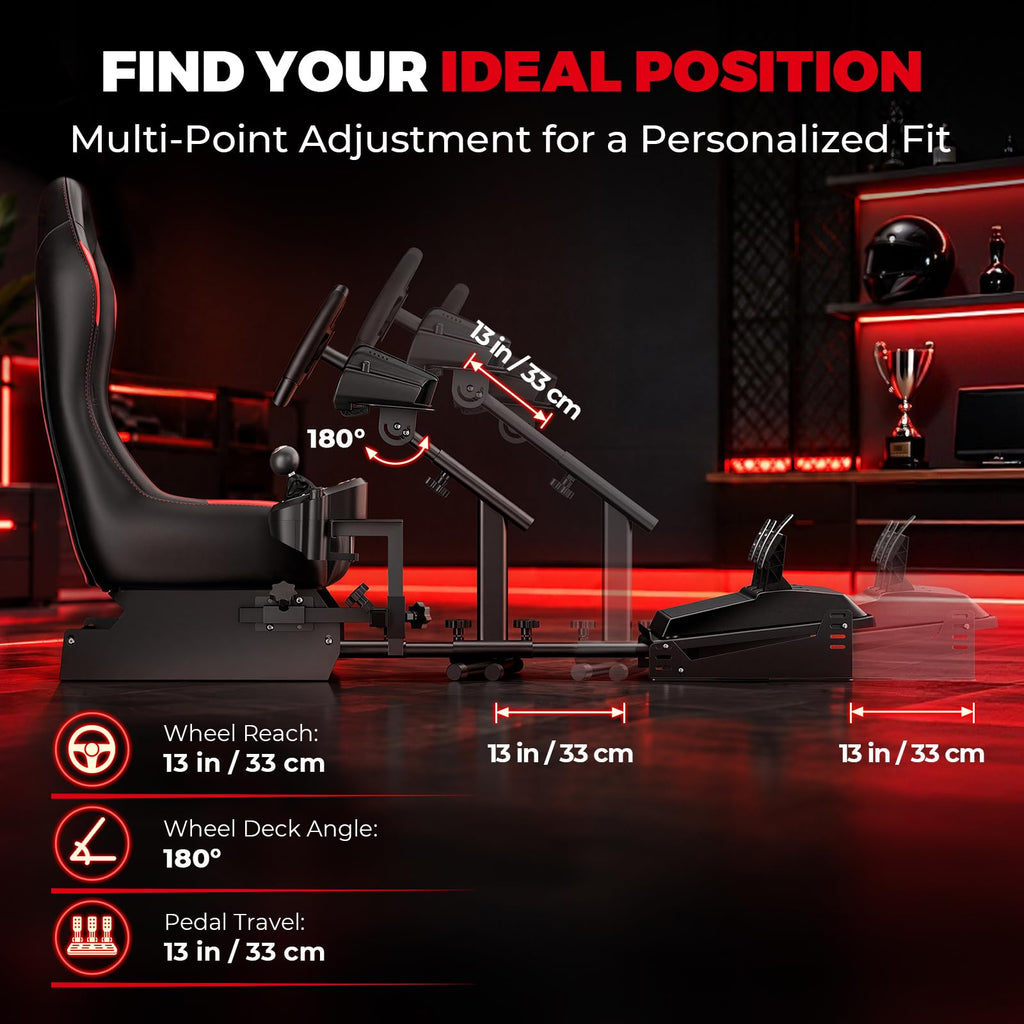 RACGTING Racing Simulator Cockpit with Seat, Adjustable Wheel &Pedal Mounts