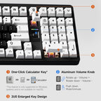MCHOSE UT98 Wireless Mechanical Keyboard Compact Silent Gaming Keyboard with Knob Tri-Mode Connection Hot Swappable Custom Creamy Keyboard Gasket Structure Pre-lubed Linear Switches RGB Classic Silent