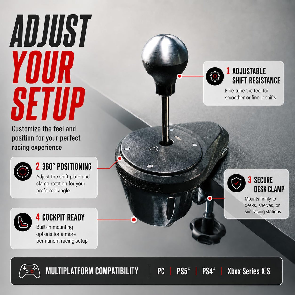 Thrustmaster TH8A Shifter, H-Pattern & Sequential Add-On - PS5, XBOX & PC