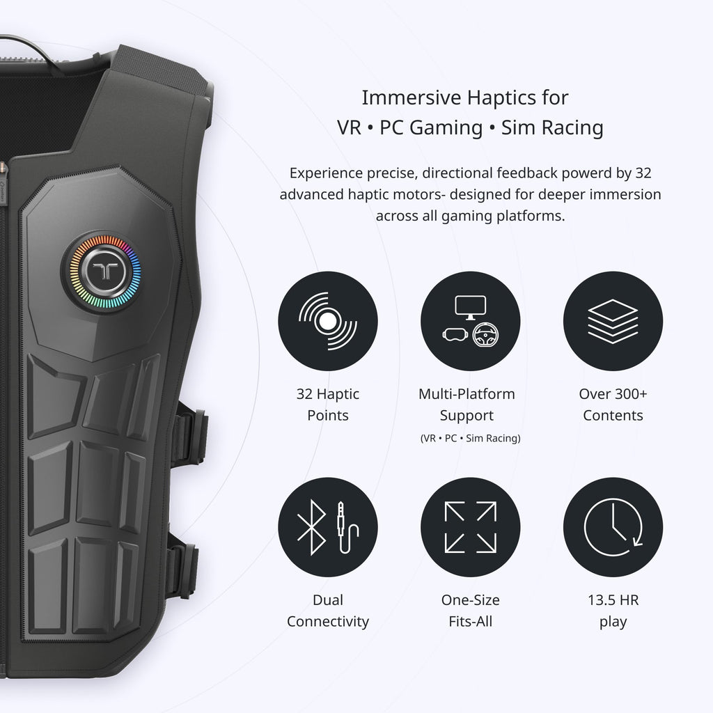 FPS Bundle | TactSuit Pro & TactSleeve for VR & PC Gaming | Sim Racing, Music