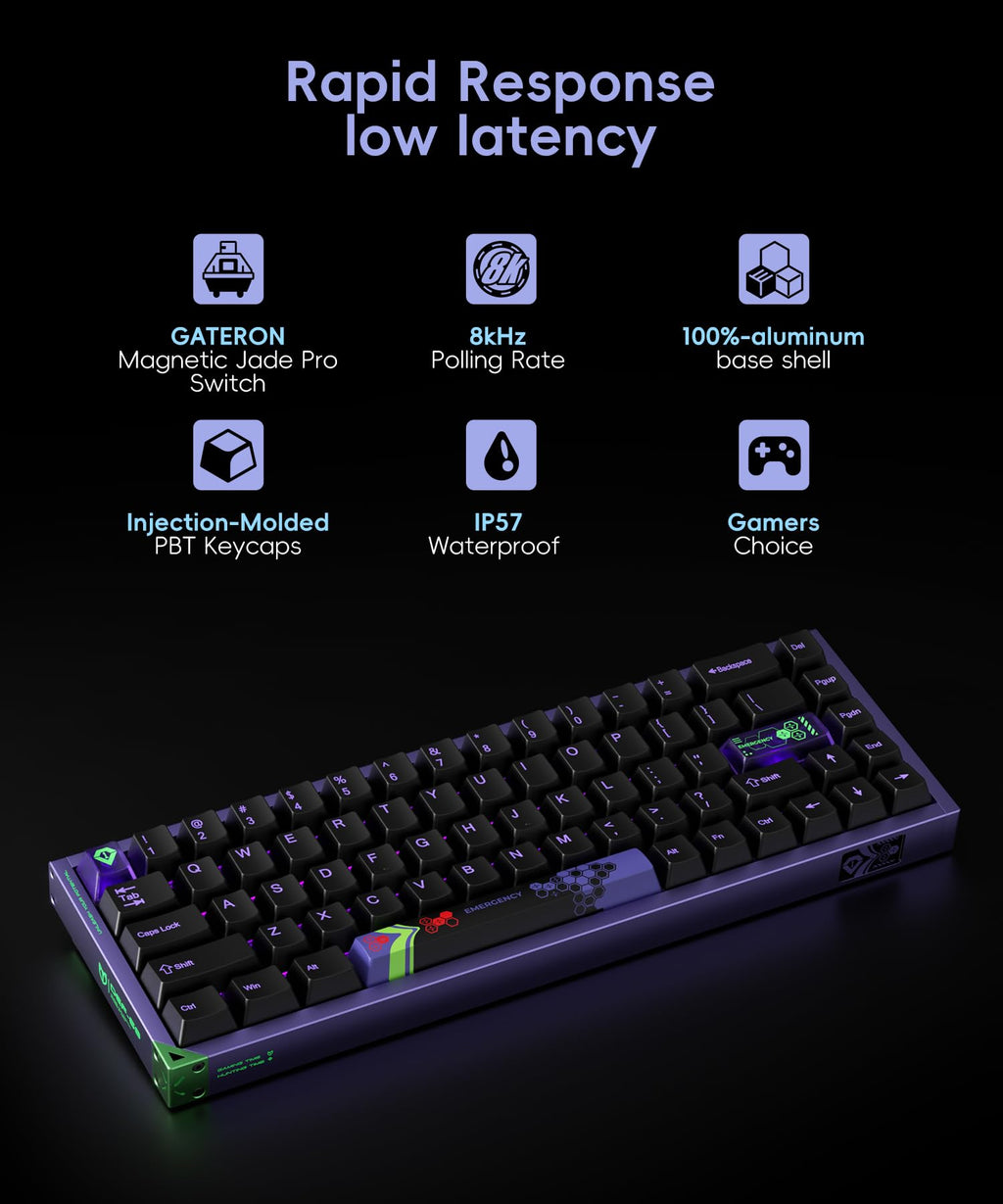Defender 68 PC Gaming Keyboard Wired, 0.01mm Precision Magnetic Switch Hot Swappable, PBT Keycaps, RGB, 128K Polling Rate, IP57, Full Aluminum CNC Housing, Compatible with Mac(White)