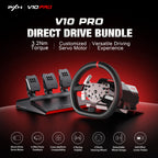 PXN V10 PRO Direct Drive Sim Racing Wheel, 3.2Nm Force Feedback Servo Motor, 270mm Detachable Wheel with 3 Hall Effect Pedals, 17 Buttons, Compatible with PC, Xbox One, Xbox Series X|S, PS4