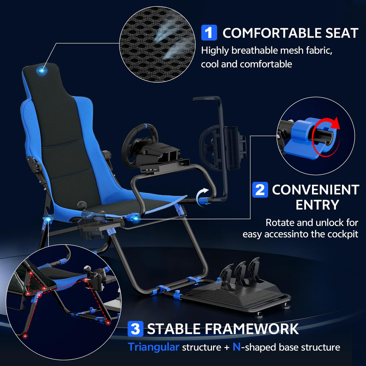 DIWANGUS Foldable Racing Simulator Cockpit with Seat for G29, T300RS, R5