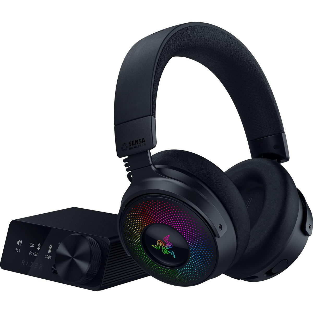 Razer Kraken V4 Pro Wireless Gaming Headset: OLED Control Hub - HD Haptics - 2.4GHz Wireless - Bluetooth - USB - 3.5 mm - Super Wideband Mic -(Renewed)